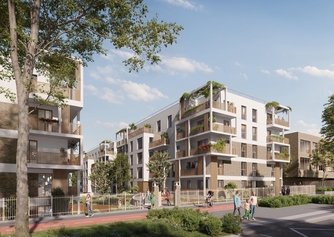 Vue d'ensemble des 124 logements en accession et sociaux locatifs, ZAC Parc Central La Vallée Lot C à Chatenay-Malabry