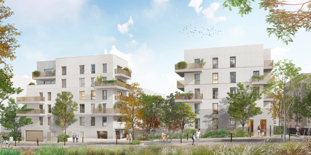 Vue d'ensemble des 100 logements en accession et 26 sociaux locatifs, ZAC Parc Central La Vallée Lot T à Chatenay-Malabry