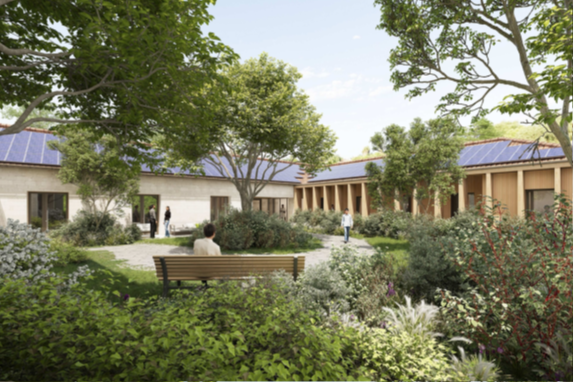 Vue du NOUVEAUX BATIMENTS À USAGES PSYCHIATRIQUES SUR LE CENTRE HOSPITALIER THEOPHILE ROUSSEL