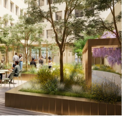Vue de la restructuration du siège de la Fondation de France, 40 avenue Hoche à Paris